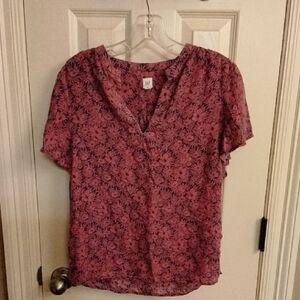 GAP Pink Flutter Sleeve Wrap Blouse